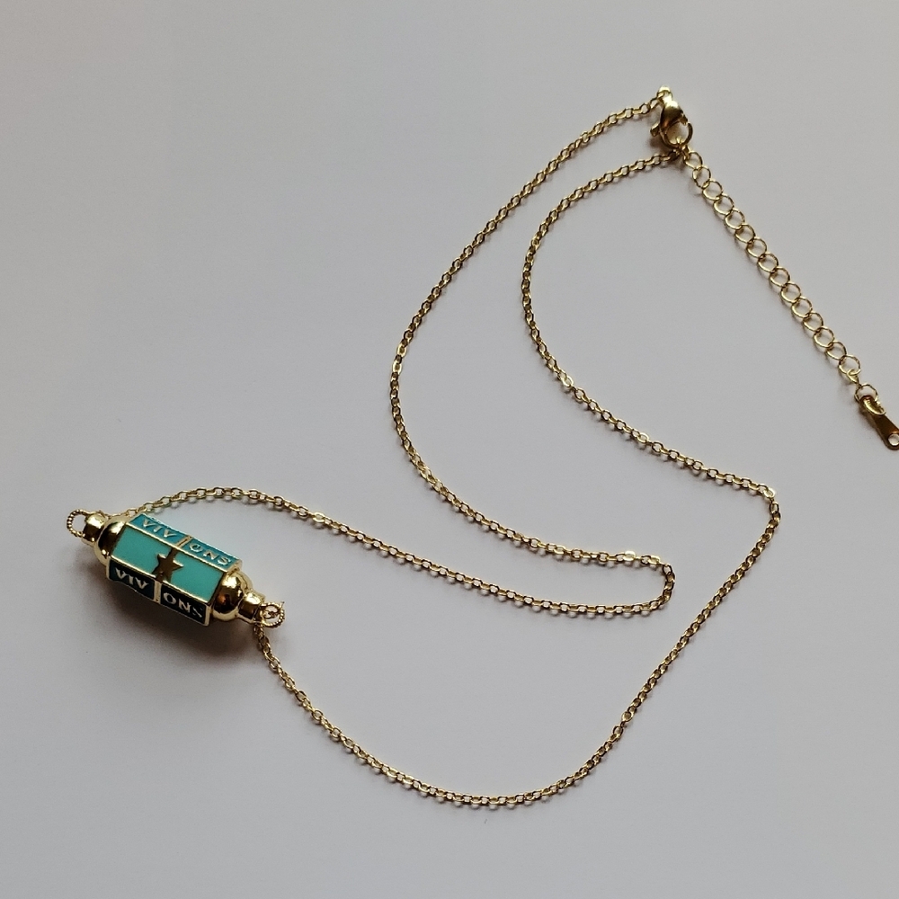Blue and Gold Necklace with Elegant Pendant